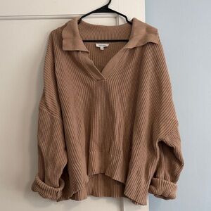 Haven V-Neck Pullover Sweater - Camel Brown 🐫